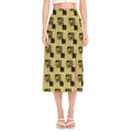 Vintage Flower Patchwork Pattern Print Side Slit Midi Skirt