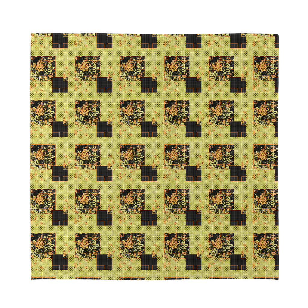 Vintage Flower Patchwork Pattern Print Silk Bandana