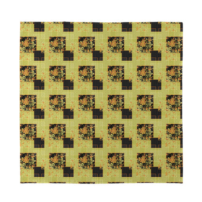 Vintage Flower Patchwork Pattern Print Silk Bandana