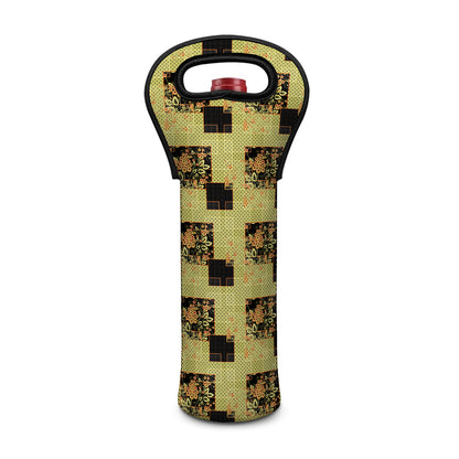 Vintage Flower Patchwork Pattern Print Single Neoprene Wine Tote
