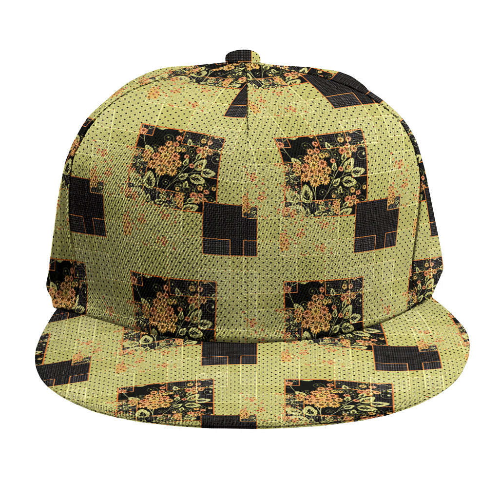Vintage Flower Patchwork Pattern Print Snapback Cap