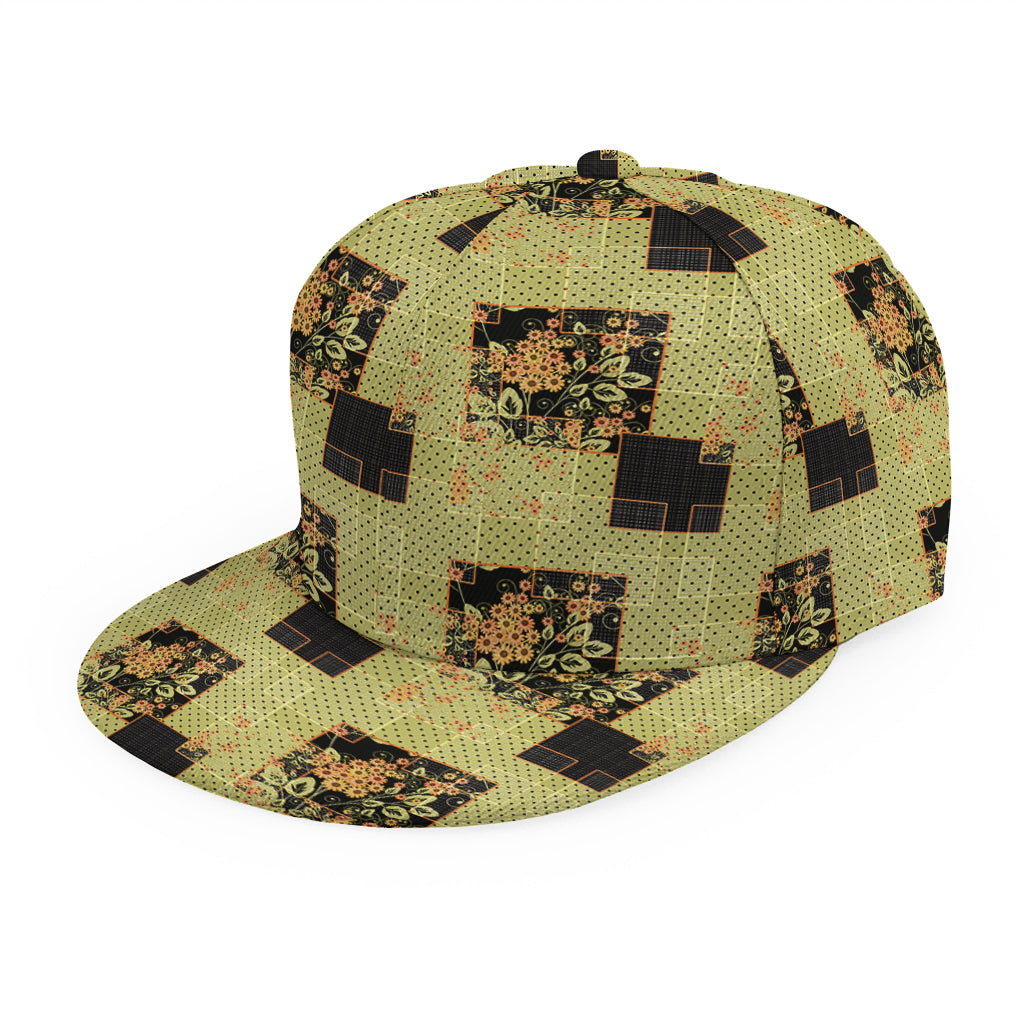 Vintage Flower Patchwork Pattern Print Snapback Cap