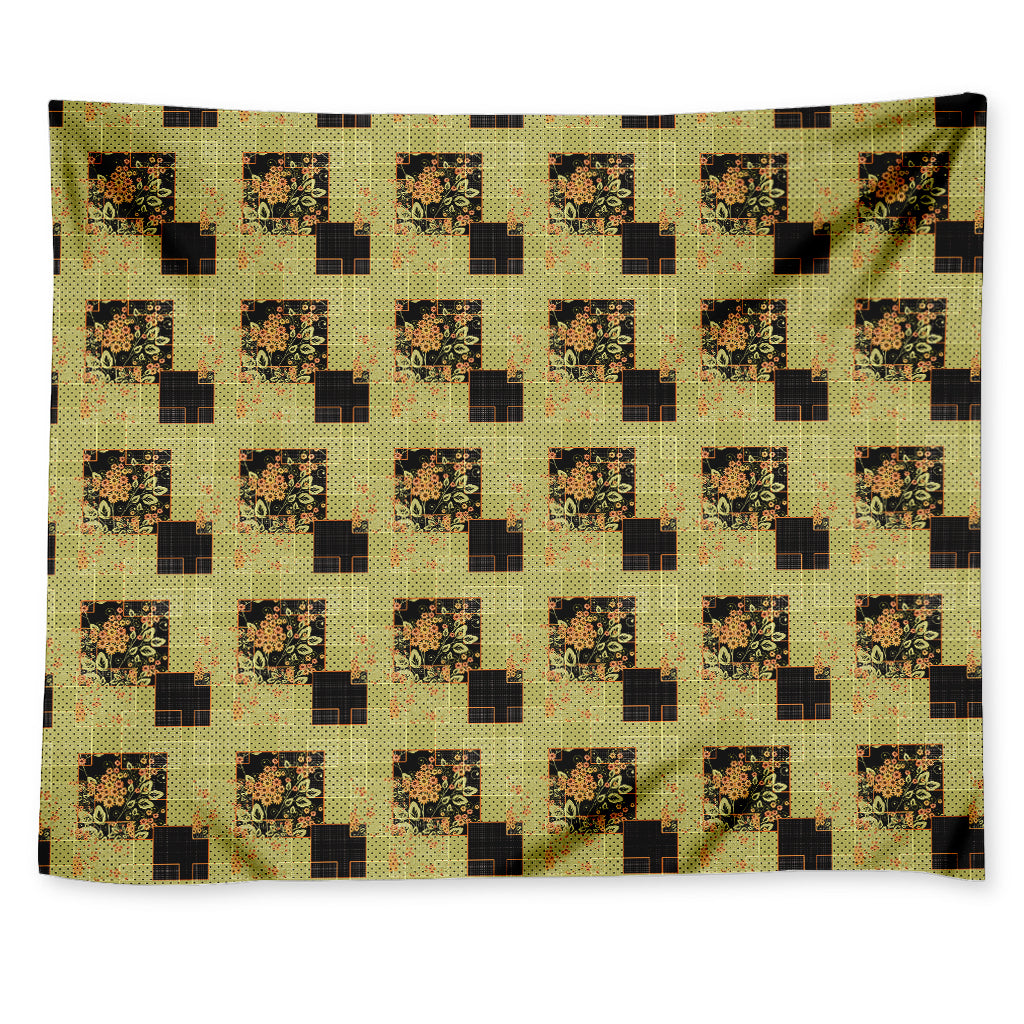 Vintage Flower Patchwork Pattern Print Tapestry