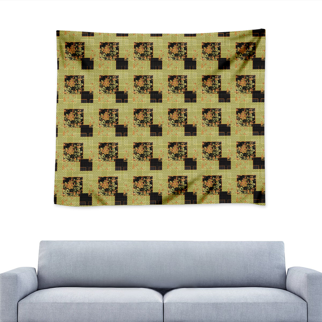 Vintage Flower Patchwork Pattern Print Tapestry