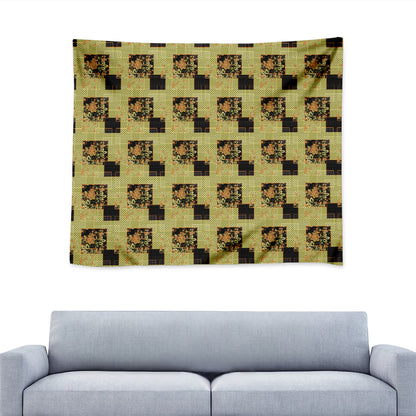 Vintage Flower Patchwork Pattern Print Tapestry