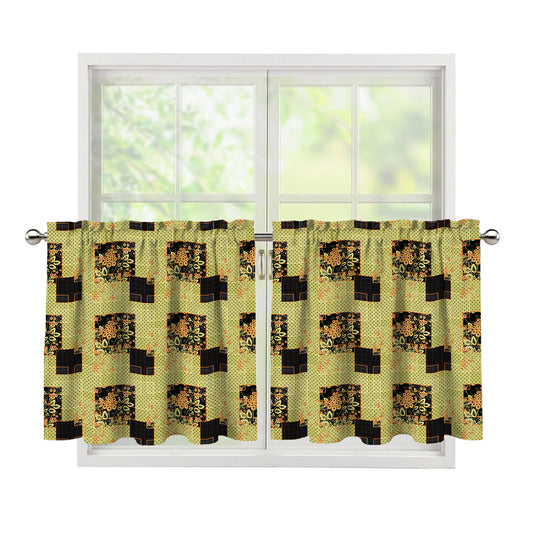 Vintage Flower Patchwork Pattern Print Tier Curtains