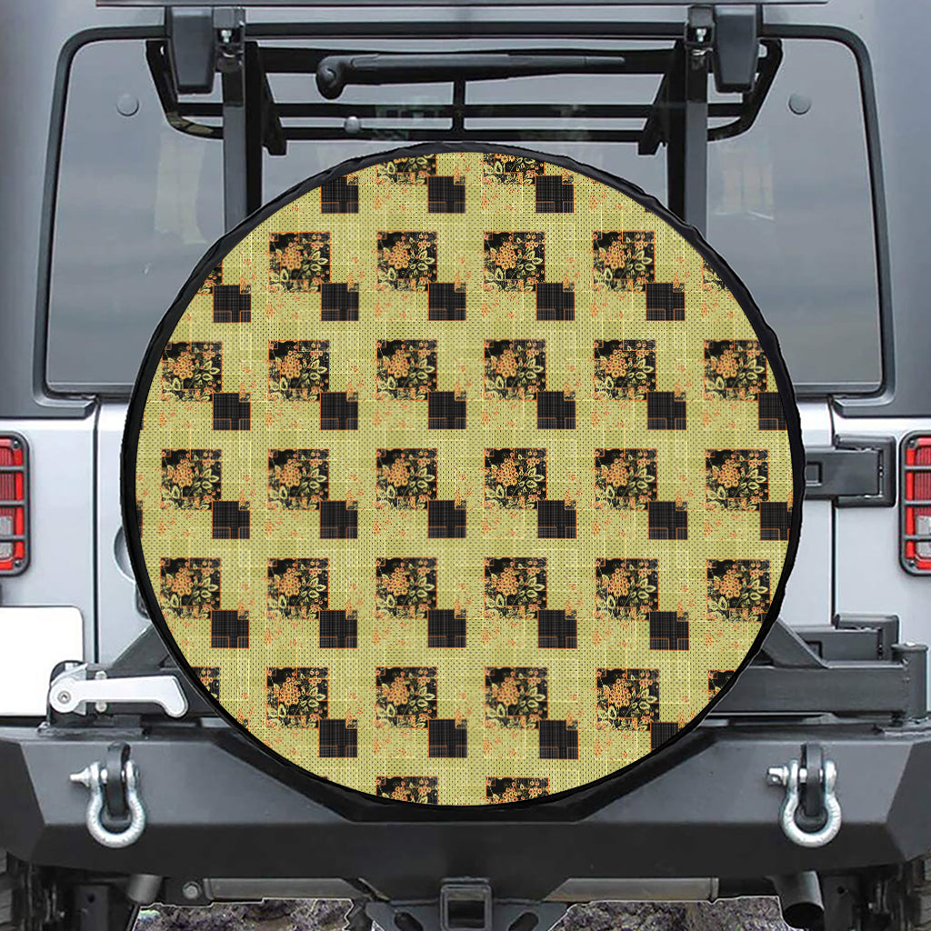Vintage Flower Patchwork Pattern Print Tire Cover