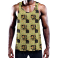Vintage Flower Patchwork Pattern Print Men's Workout Tank Top