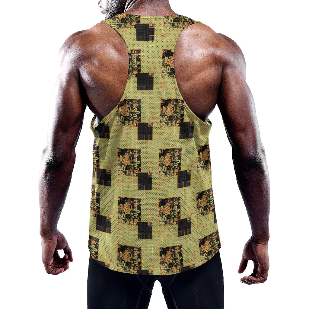 Vintage Flower Patchwork Pattern Print Training Tank Top