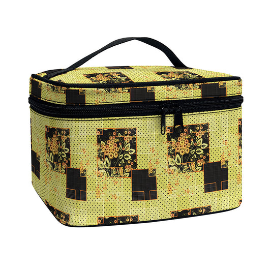 Vintage Flower Patchwork Pattern Print Travel Makeup Bag