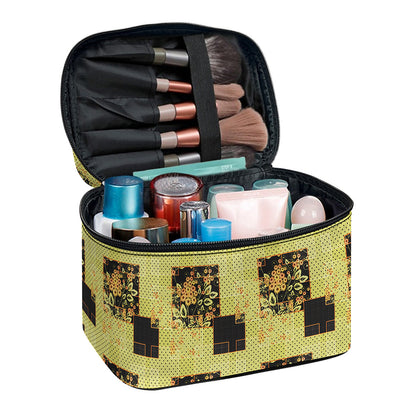 Vintage Flower Patchwork Pattern Print Travel Makeup Bag