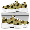 Vintage Flower Patchwork Pattern Print White Chunky Shoes
