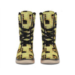 Vintage Flower Patchwork Pattern Print Winter Boots
