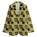 Vintage Flower Patchwork Pattern Print Women's Cotton Blazer
