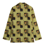Vintage Flower Patchwork Pattern Print Women's Cotton Blazer