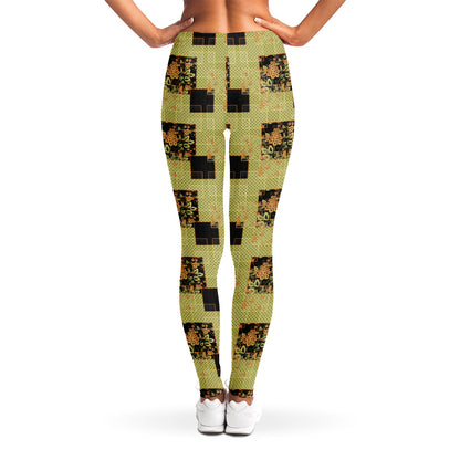 Vintage Flower Patchwork Pattern Print Women's Leggings