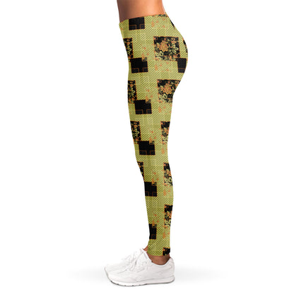 Vintage Flower Patchwork Pattern Print Women's Leggings