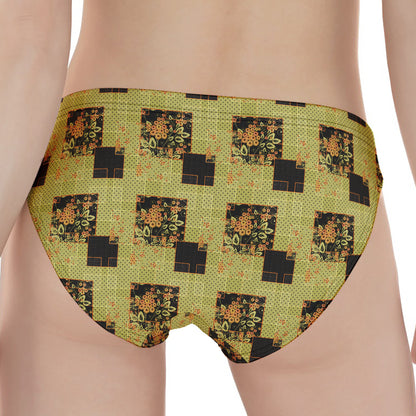 Vintage Flower Patchwork Pattern Print Women's Panties