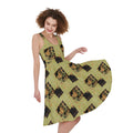 Vintage Flower Patchwork Pattern Print Sleeveless Knee Length Dress