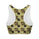 Vintage Flower Patchwork Pattern Print Women's Sports Bra