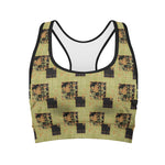 Vintage Flower Patchwork Pattern Print Women's Sports Bra