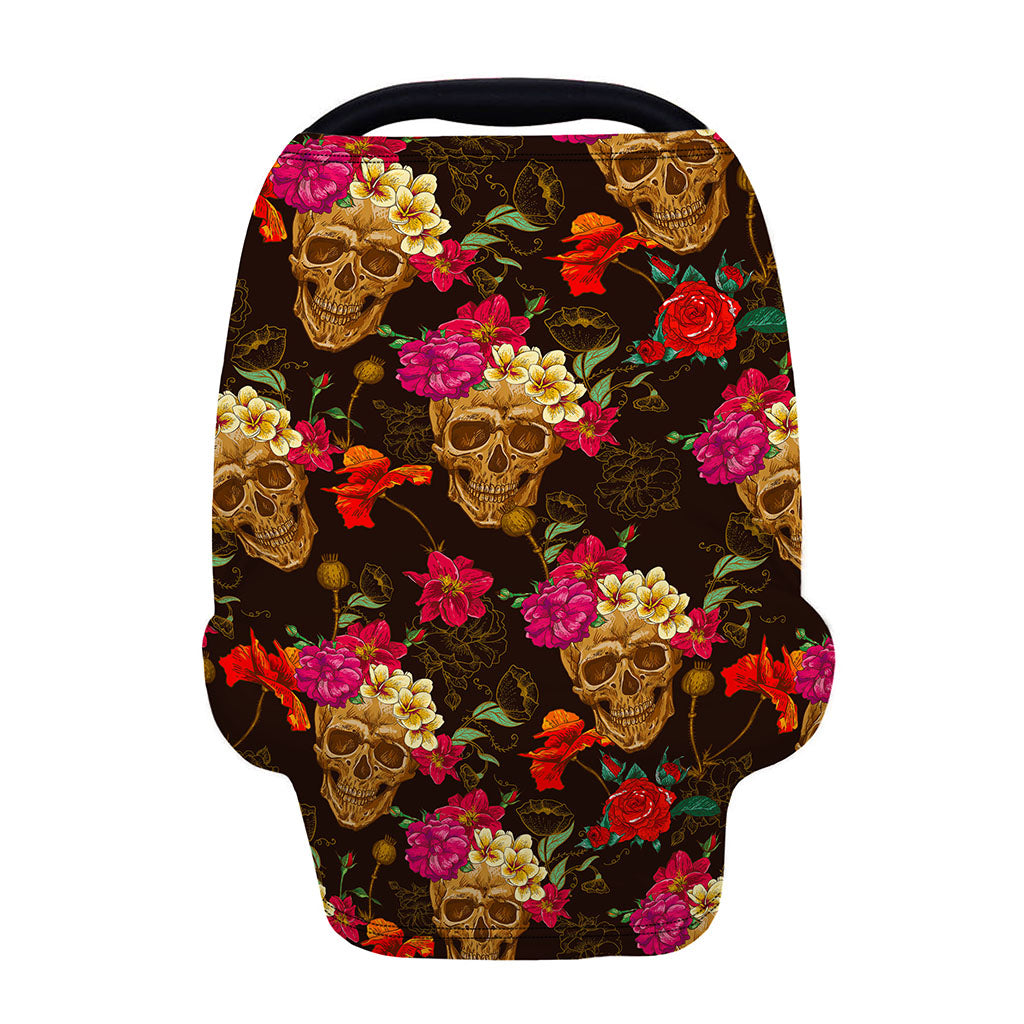 Vintage Flowers Skull Pattern Print Baby Seat Cover