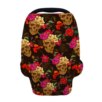Vintage Flowers Skull Pattern Print Baby Seat Cover