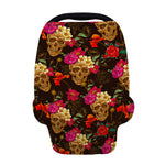 Vintage Flowers Skull Pattern Print Baby Seat Cover