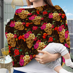 Vintage Flowers Skull Pattern Print Baby Seat Cover