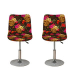 Vintage Flowers Skull Pattern Print Bar Stool Covers