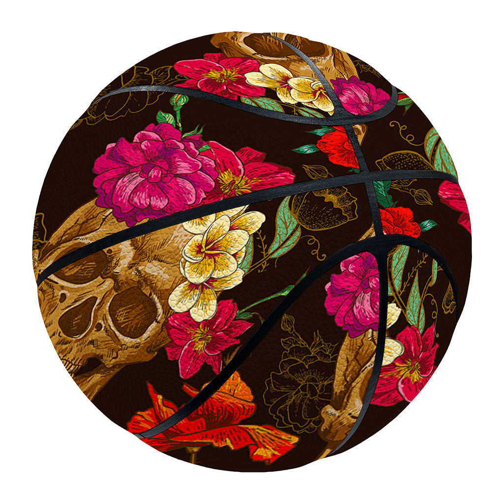 Vintage Flowers Skull Pattern Print Basketball