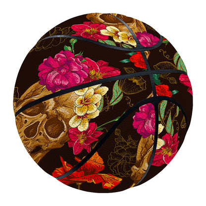 Vintage Flowers Skull Pattern Print Basketball