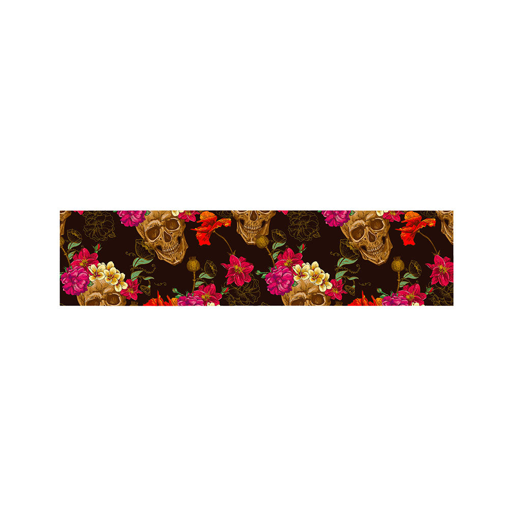 Vintage Flowers Skull Pattern Print Bed Runner