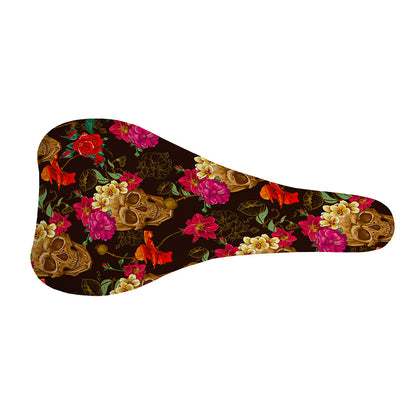Vintage Flowers Skull Pattern Print Bicycle Seat Cover