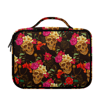 Vintage Flowers Skull Pattern Print Briefcase Bible Bag