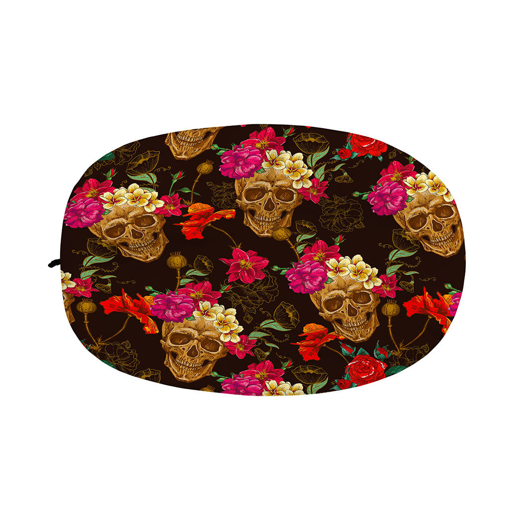 Vintage Flowers Skull Pattern Print Car Side Mirror Covers