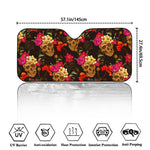 Vintage Flowers Skull Pattern Print Car Windshield Sun Shade