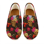 Vintage Flowers Skull Pattern Print Casual Shoes