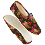Vintage Flowers Skull Pattern Print Casual Shoes
