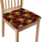 Vintage Flowers Skull Pattern Print Chair Cushion Cover