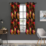 Vintage Flowers Skull Pattern Print Curtain