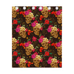 Vintage Flowers Skull Pattern Print Curtain