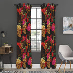 Vintage Flowers Skull Pattern Print Curtain