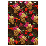 Vintage Flowers Skull Pattern Print Curtain