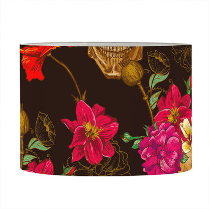 Vintage Flowers Skull Pattern Print Drum Lamp Shade