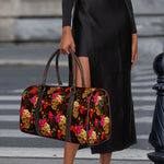 Vintage Flowers Skull Pattern Print Duffle Bag