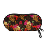 Vintage Flowers Skull Pattern Print Glasses Case