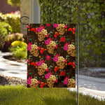 Vintage Flowers Skull Pattern Print House Flag