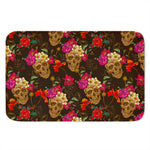 Vintage Flowers Skull Pattern Print Indoor Door Mat