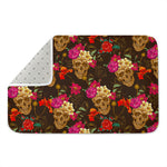 Vintage Flowers Skull Pattern Print Indoor Door Mat